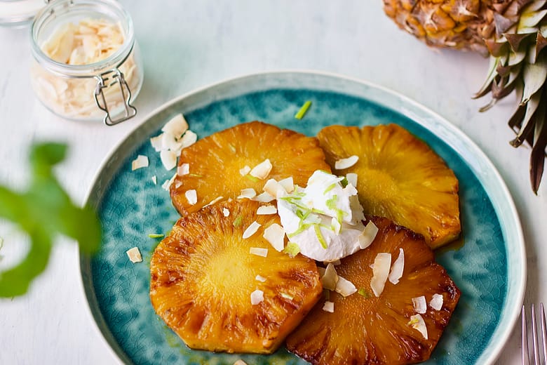 Grilled Pineapple with Coconut Cream and Lime Zest - Zest and The City
