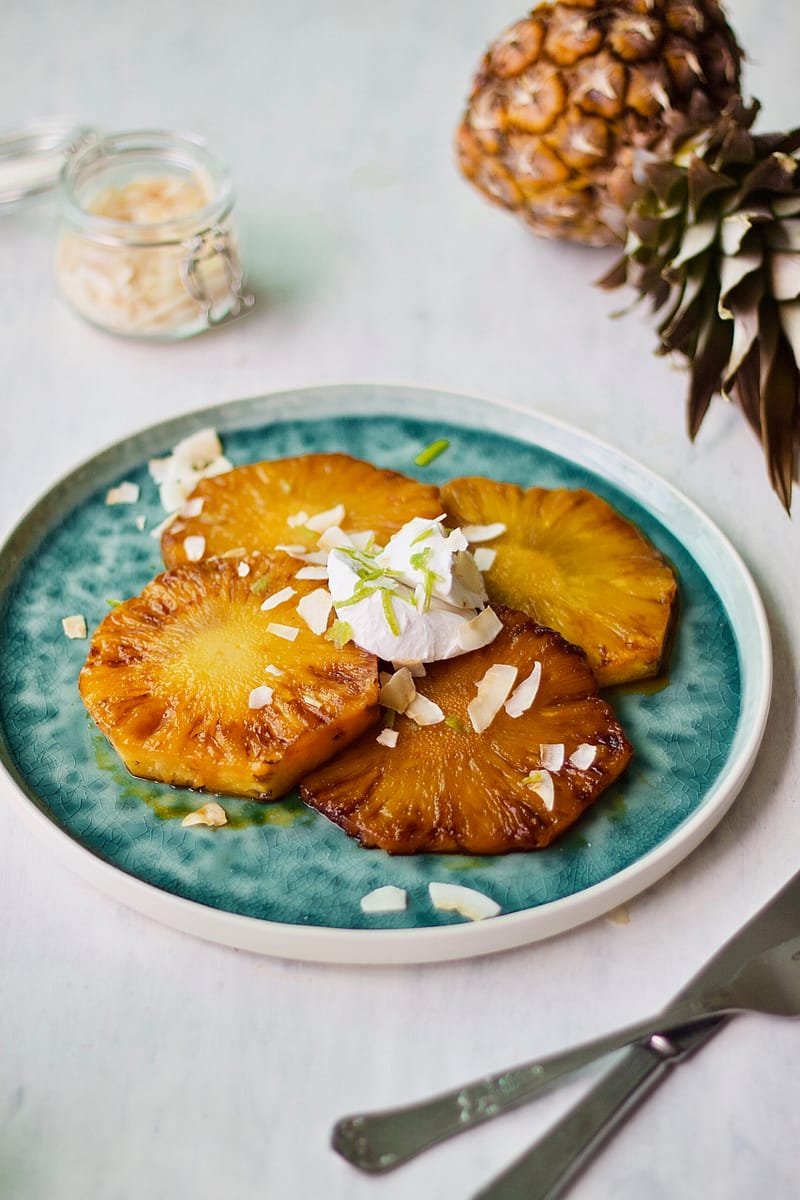 Grilled-Pineapple-with-Coconut-Cream and Lime Zest - Zest and The City